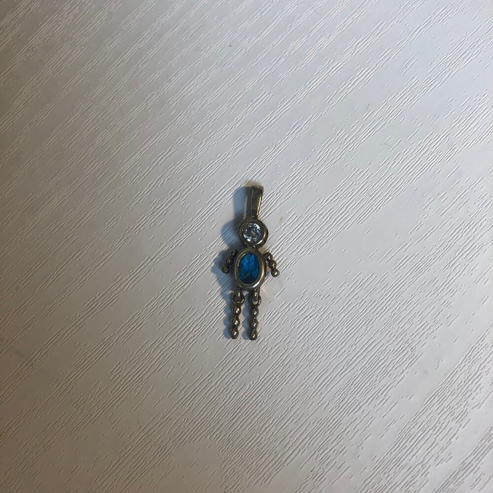 Vintage 90s-y2k Boy Son Keepsake Sterling Silver 925 Birthstone March Pendant - Picture 2 of 10